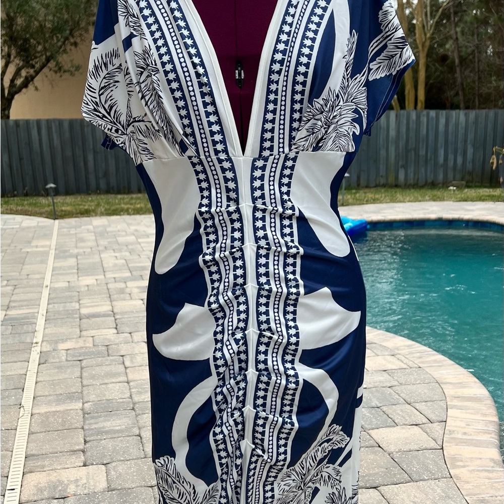 SHEIN Navy and White Floral Swim Coverup or Dress - Picture 2 of 6